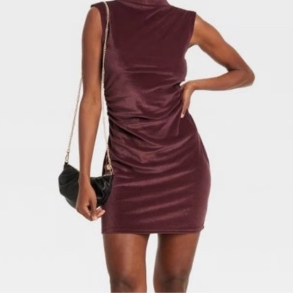 NWT | anew day Rich Burgundy Velvet Mini Dress | Size L